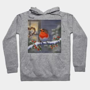 robin-christmas card sketch Hoodie